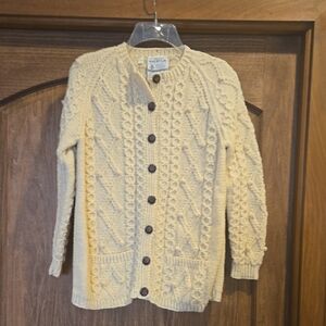 Vintage Molly McGrath Handknit Wool Cabl Knit Cardigan Sweater EUC
